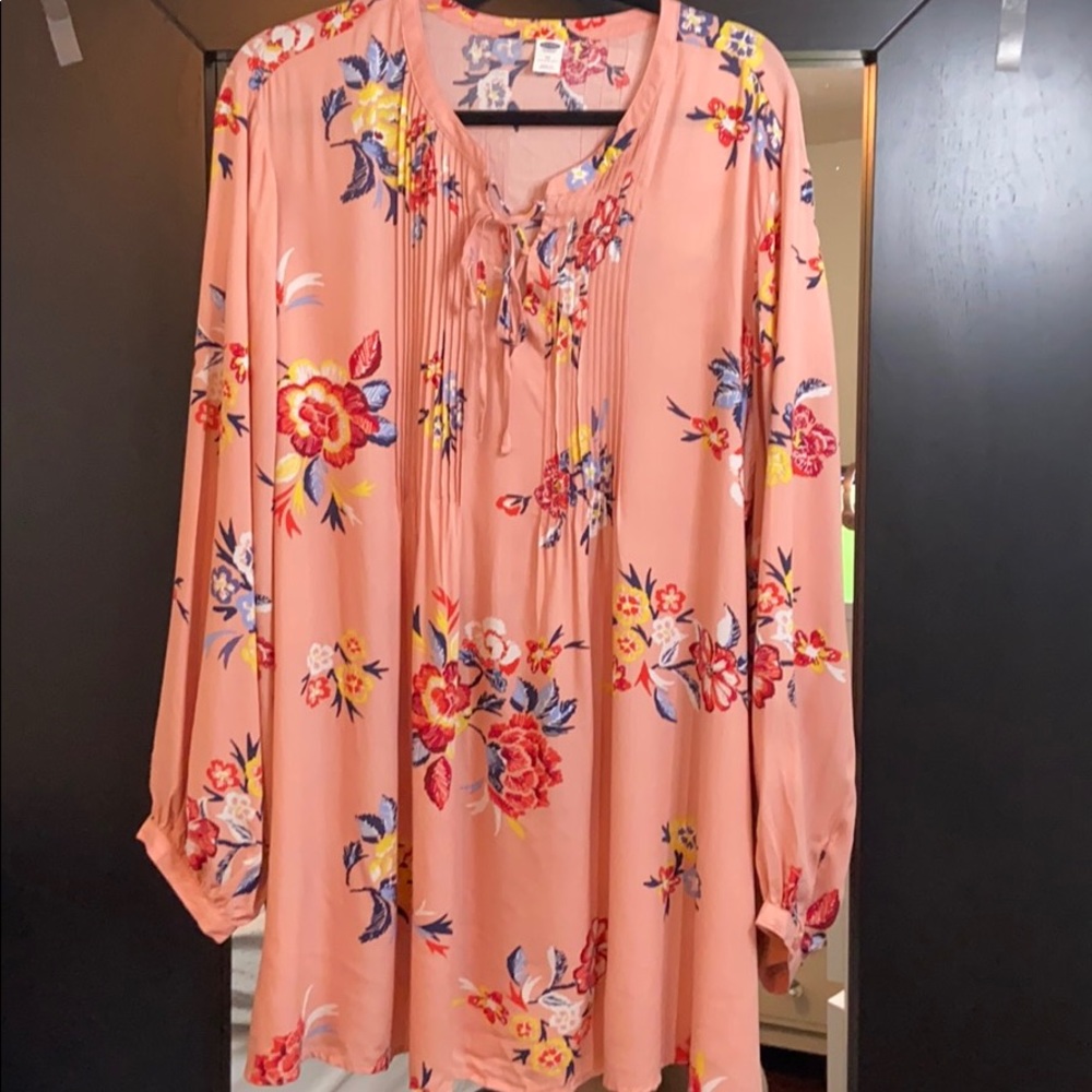 Peach Old Navy Floral Blouse Tunic 4x Plus